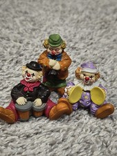 Vintage Lot Of 3 Miniature Ceramic Hobo Clown Circus Musicians Band Instruments picture