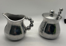 Mariposa String of Pearls Creamer and Sugar Set silver pewter vintage 4 pieces picture