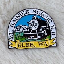 Vtg Mt Rainier Scenic Railroad Train Elbe Washington Souvenir Enamel Lapel Pin picture