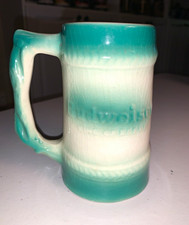 Anheuser-Busch Budweiser Vintage 1950’s Green Throw Away Stein 5-1/2” tall picture