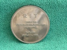 Vintage 1986 RIT Microelectronic Computer Engineering Silicon Wafer Medal Coin picture