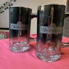 Vintage 2000 Budweiser Silver Fade Mercury Glass Beer Stein - Pint Set of 2 picture