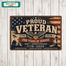Proud Military Veteran Freedom Service Memorial Portrait Metal Tin Sign 8x12 picture