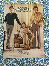 Vintage 1974 Dickies Slacks Print Ad Retro Vintage Clothing Ad picture