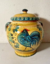 Williams-Sonoma Italy Hand Painted Rooster Ceramic Cookie Jar Canister with Lid picture