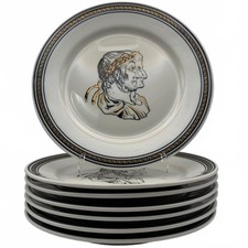 Vintage 7pc Jackson China Caesar Portrait Restaurantware Dinner Plates Greek Key picture