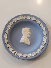 Vintage WEDGWOOD Jasperware White On Blue Ronald Reagan Small Tray Dish Nice picture