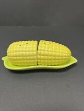 Vintage Corn On The Cob Ceramic Salt Pepper Shakers And Tray picture