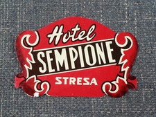 Original Vintage 1950s Luggage Hotel Sempione Stresa Italy Tag Label picture