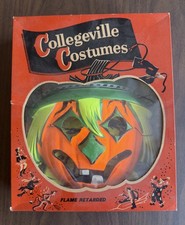 Rare Vintage 1950s Collegeville Scarecrow Halloween Costume Mask w/ Box 12-S picture