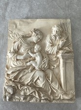 VTG Holy Family Madonna Child Relief Plaque 4.25”W 5.25”T Resin Wall Hanging picture