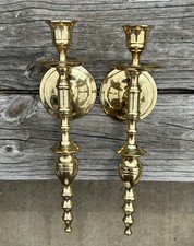 Vintage Brass Candle Wall Sconces 11” Tall Candleholder India Brass Wall Sconce picture
