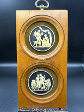 Vtg Mid Century Faux Wedgwood Black Basalt Cameo Wall Plaque Roman Neoclassical picture