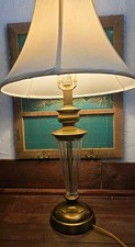 Vintage Sun-lit  Brass Table Lamp With Fluted Glass ,NICE  picture