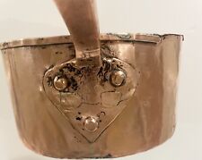 Antique Vintage Hand Forged 3 Qt Copper Saucepan W/ Heart Shaped Handle Base picture