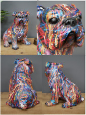 Large 22cm colourful painted Bulldog lover gift ornament sculpture decoration picture