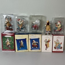 Lot of 5 Hallmark TOYMAKER SANTA Christmas Ornaments 2000, 2002, 2004, 2012,2014 picture