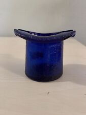 Cobalt Blue Glass Lowell Hand Cream Deodorant Blue Gem Empty Jar Ashtray picture