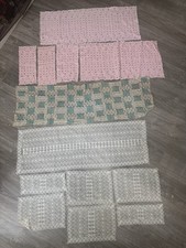 Vintage Lace Doily Lot Pink White Green Embroidered Table Linens Craft picture