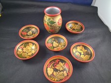 Vtg Hand-Painted Russian Folk Art Lacquer Items Made in Russia Strawberry *21FB  picture