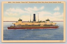 Ferry Steamer Ocean City Norfolk-Newport News Route Hampton Roads Linen Postcard picture