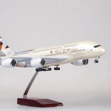 ETIHAD AIRLINE AIRBUS A380 LED 45cm Plane Model Aircraft Airways ABU DHABI picture
