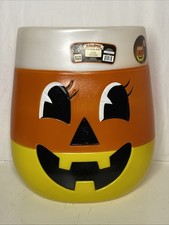 Mr Halloween 18”Candy Corn Jack o Lantern Blow Mold-Light Up Candy Dish Retro picture