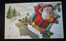 Santa Claus~in Bell with Holly~Everybody's Delight 1910~Christmas Postcard~p797 picture