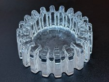 Vintage MCM Brutalist Clear Ice Glass Gear Sprocket Ashtray Bowl picture