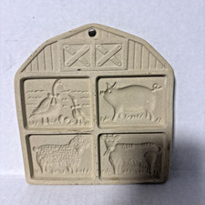 Retired 1994 Pampered Chef Farm Yard Friends Stoneware Shortbread Cookie Mold picture