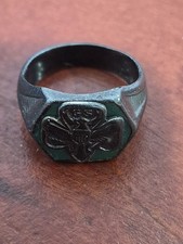 WOW 83/YEARS RARE Vintage Girl Scout RING STERLING SILVER GREEN ENAMEL 6 SIDED picture