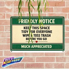 Attention Please Clean Up After Yourself Warning Tin Sign Retro Wall Art 8x12 picture