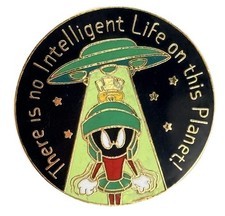 Vtg 1993 Marvin The Martian Movie Pin Warner Bros Alien UFO No Intelligent Life picture