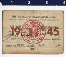 1945 American Newspaper Guild Member Card of Photographer Thomas Fitzsimmons picture