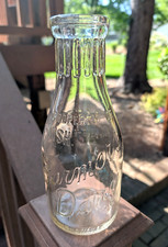 MISHAWAKA FARMERS DAIRY, Mishawaka, Indiana Ribbed Neck Embossed 1QT Milk Bottle picture