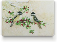 Renditions Gallery Christmas Chickadees Birds Holly Wall Art 28X40 LT18 picture