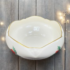 Pickard China Christmas Holly Berry Made In USA Fine Porcelain Dish Bowl Gold picture