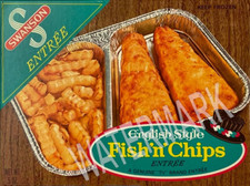 1970's SWANSON Fish and Chips TV dinner English Metal Fridge Magnet 3x4 7693 picture