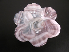 SLAG GLASS FLOWER SHAPED PLATE 7 INCHES LAVENDER & WHITE LOVELY picture