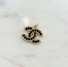 1pc Designer Gold Black Rhinestone Zipperpull picture