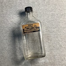 Vintage 1936 Pfaus Drug Store Lincoln IL Mineral Oil Glass Bottle Owens Illinois picture