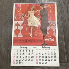 1962 COCA COLA CALENDAR original complete COKE advertising. 12” X 17” picture