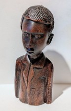VTG African Tribal Art Hand Carved Wood Statue Male Figurine Bust picture
