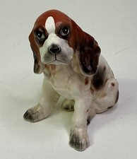 Lefton 4” Springer Spaniel Dog Figurine Sitting Bisque Porcelain H691 picture
