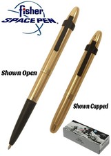 Fisher Gold Bullet Pen with Black Front Section and Pocket Clip / #400G-BFGBCL picture