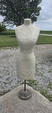 Antique Papier Mache Female Dress Form Mannequin Dressmakers Form Cast Iron Base picture