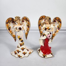 (2)Hamilton Collection Angelic Beauties Country Rose Garden Angel Figures picture