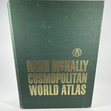 Rand McNally Cosmopolitan World Atlas 1962 Hardcover w/ UN World Map & Portfolio picture