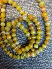 WOW Tibetan Natural Yellow Agate Dzi *Stripe* 6mm Round 108 Beads Necklace picture