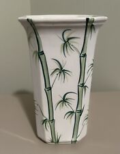 Hand Painted Vase bamboo pattern Made In Italy By Artist Ceramiche Leonardo. picture